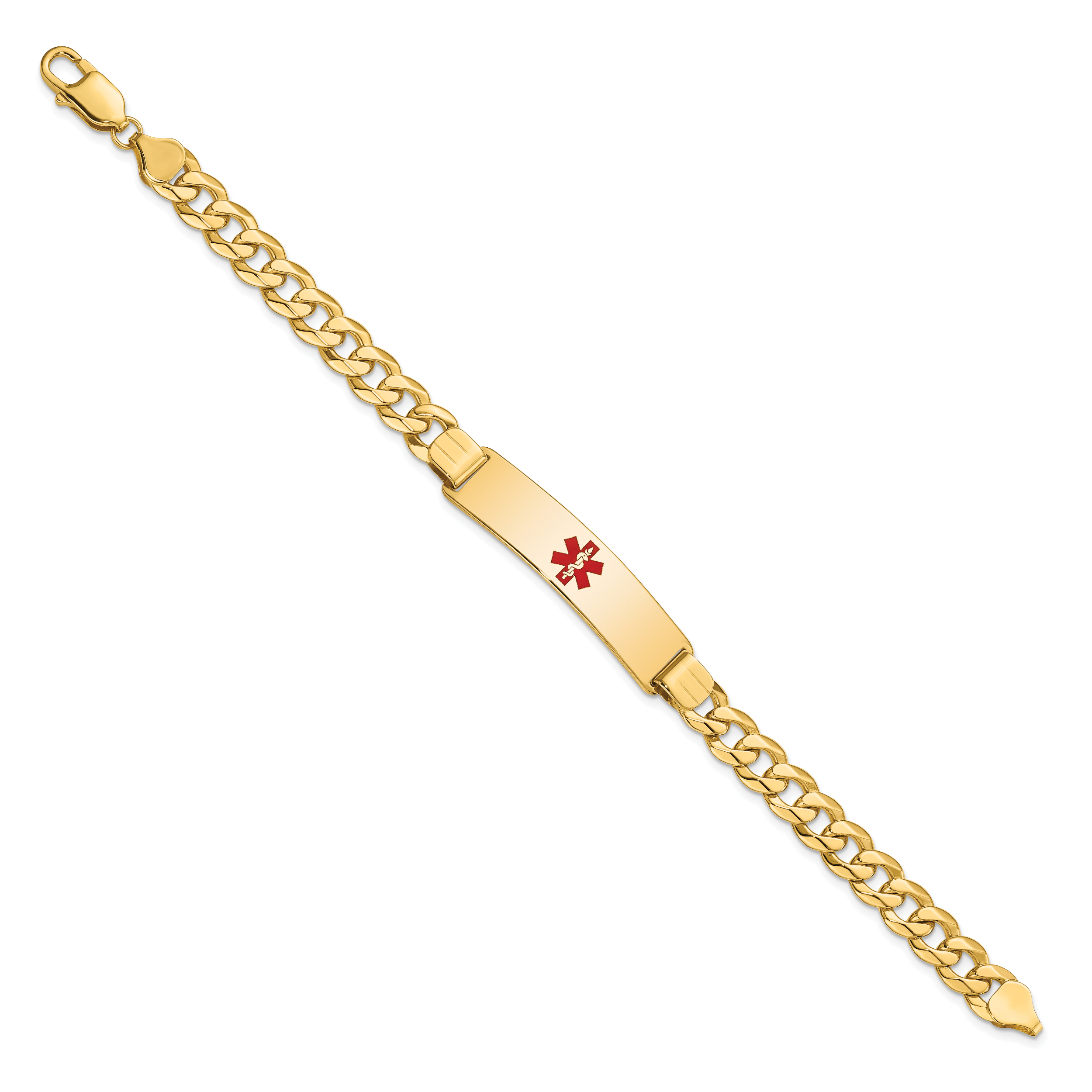 14K Medical Red Enamel Flat Curb Link ID Bracelet Secondary image