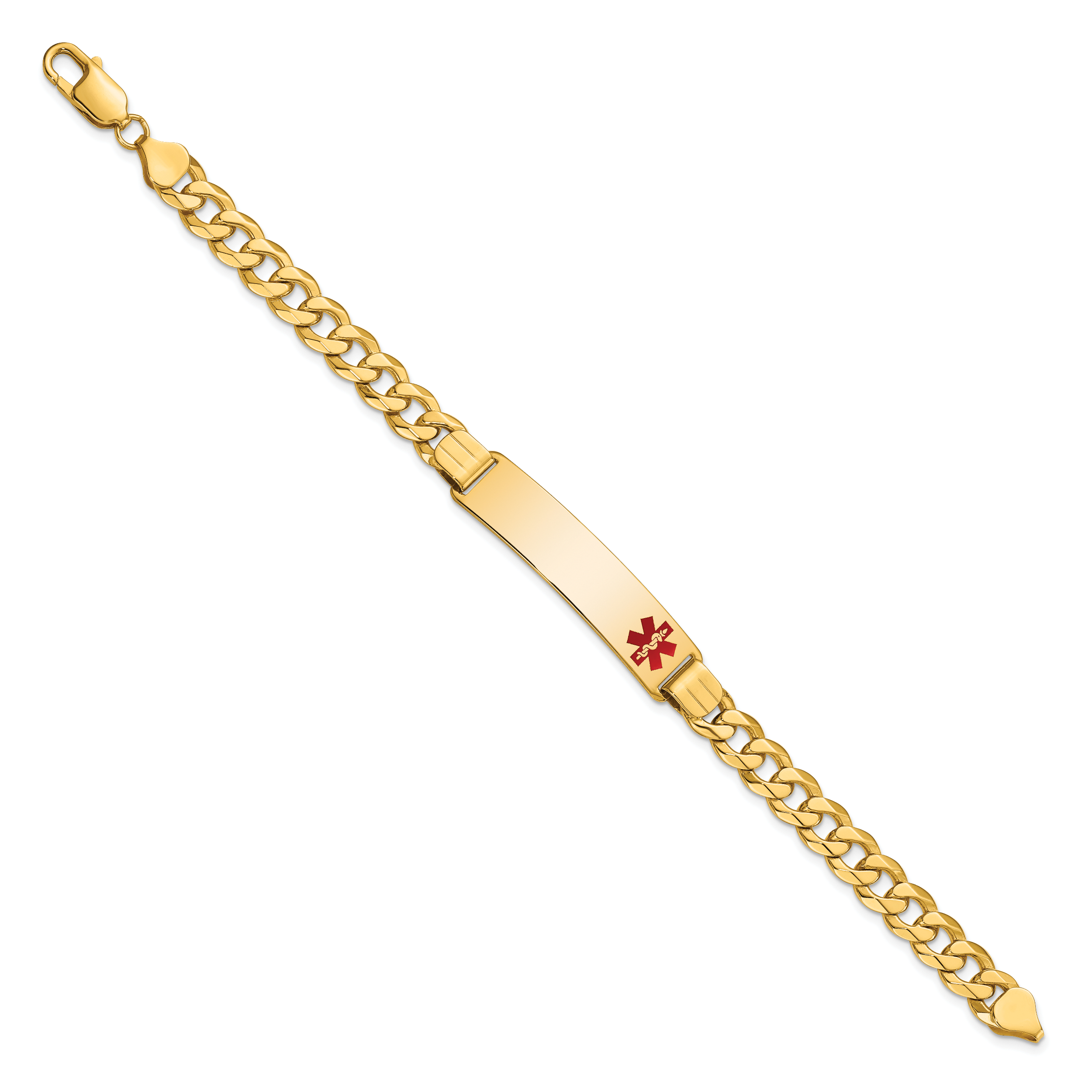 14K Medical Red Enamel Flat Curb Link ID Bracelet Secondary image