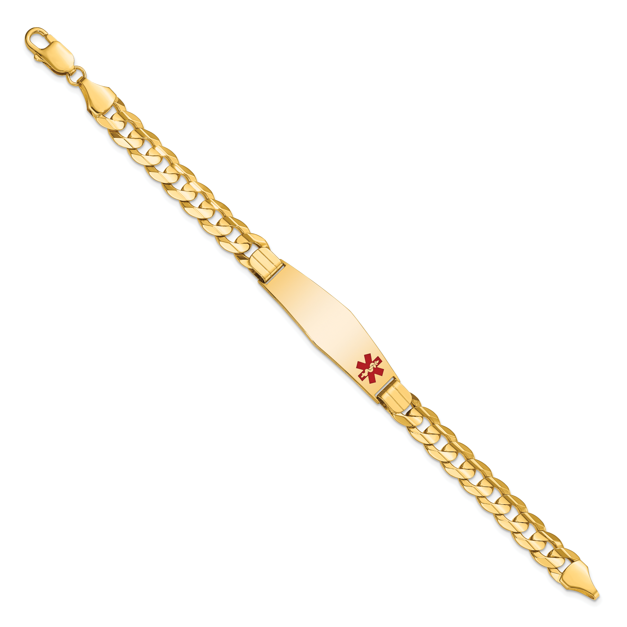14K Medical Soft Diamond Shape Red Enamel Curb ID Bracelet Secondary image