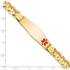 14K Medical Soft Diamond Shape Red Enamel Curb ID Bracelet