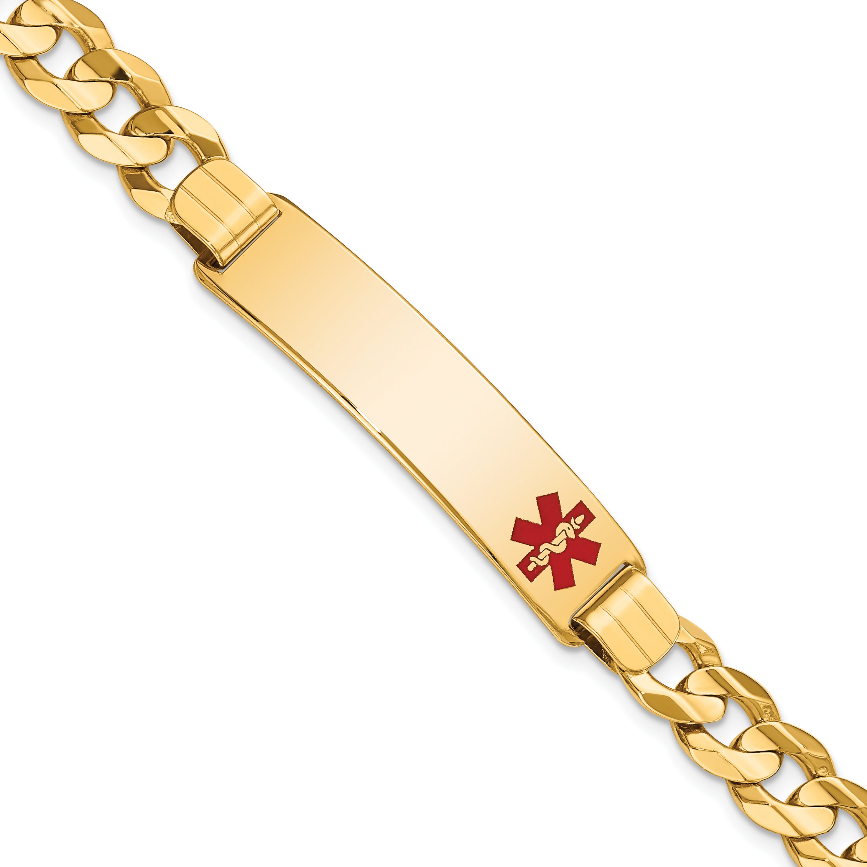 14K Medical Red Enamel Curb ID Bracelet Main image