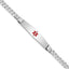 14K WG Medical Soft Diamond Shape Red Enamel Flat Curb Link ID Bracelet