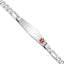 14K WG Medical Soft Diamond Shape Red Enamel Figaro Link ID Bracelet
