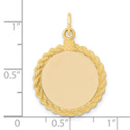 14k Plain .013 Gauge Circular Engravable Disc with Rope Charm
