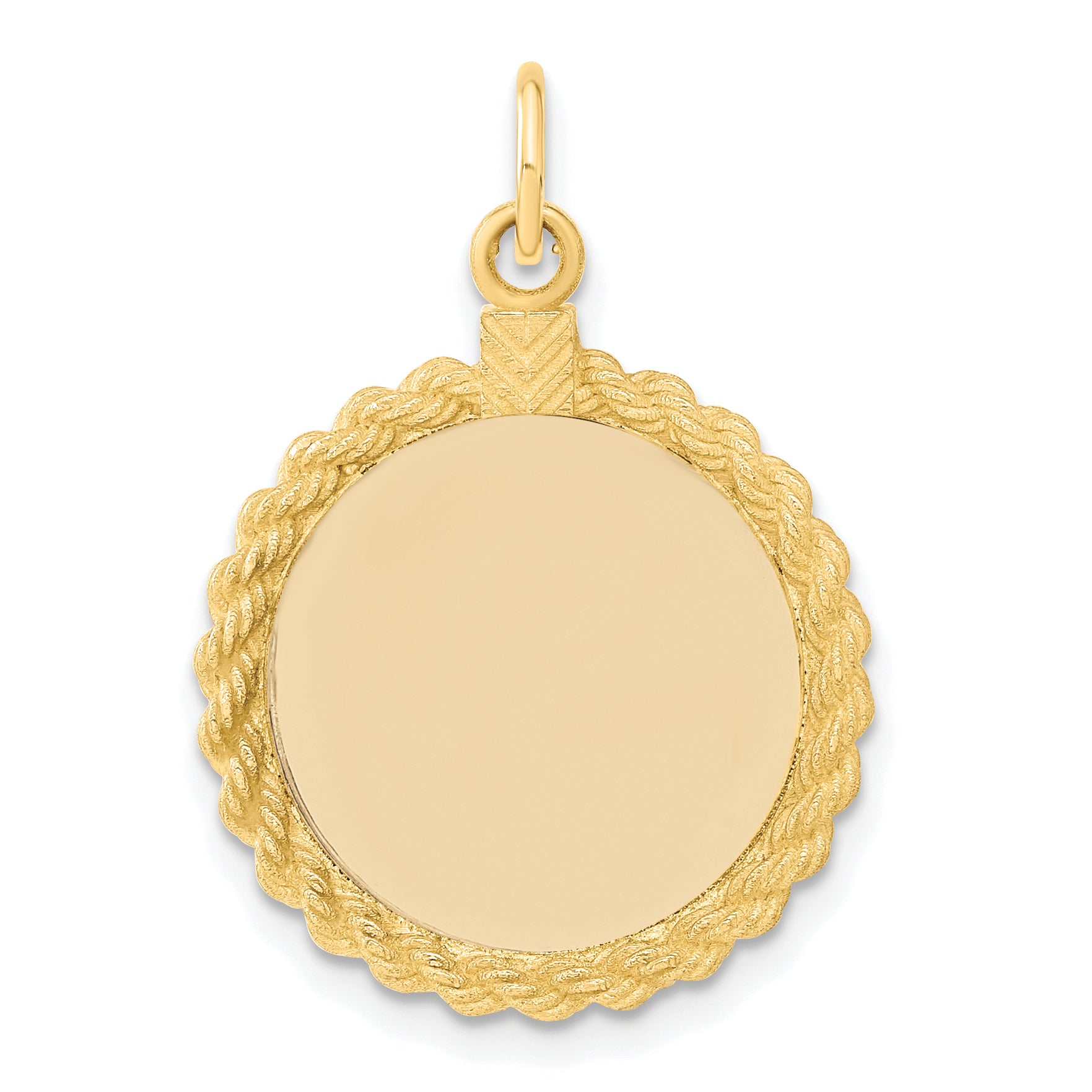 14k Plain .013 Gauge Circular Engravable Disc with Rope Charm Main image