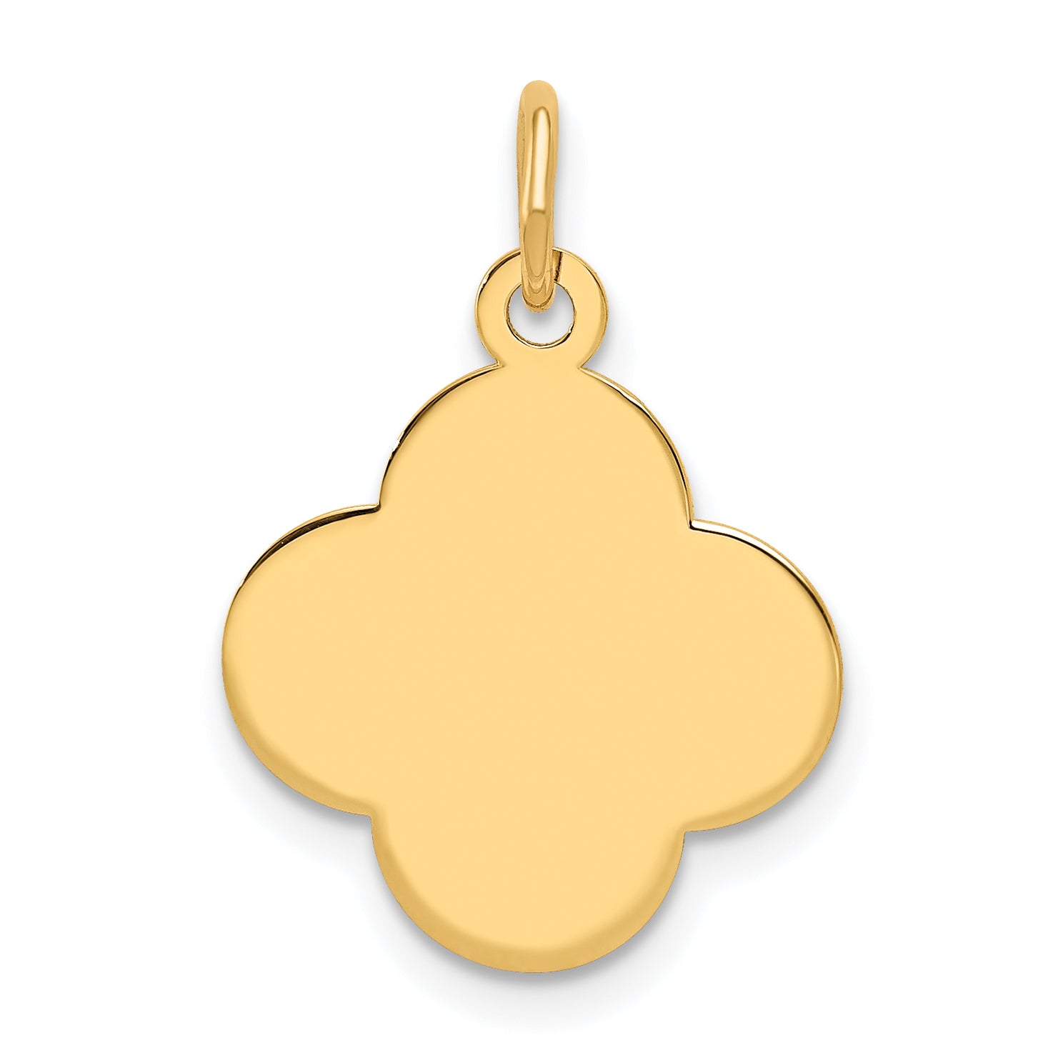 14K Plain .027 Gauge Engravable Quadrafoil Disc Charm