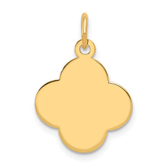 14K Plain .027 Gauge Engravable Quadrafoil Disc Charm