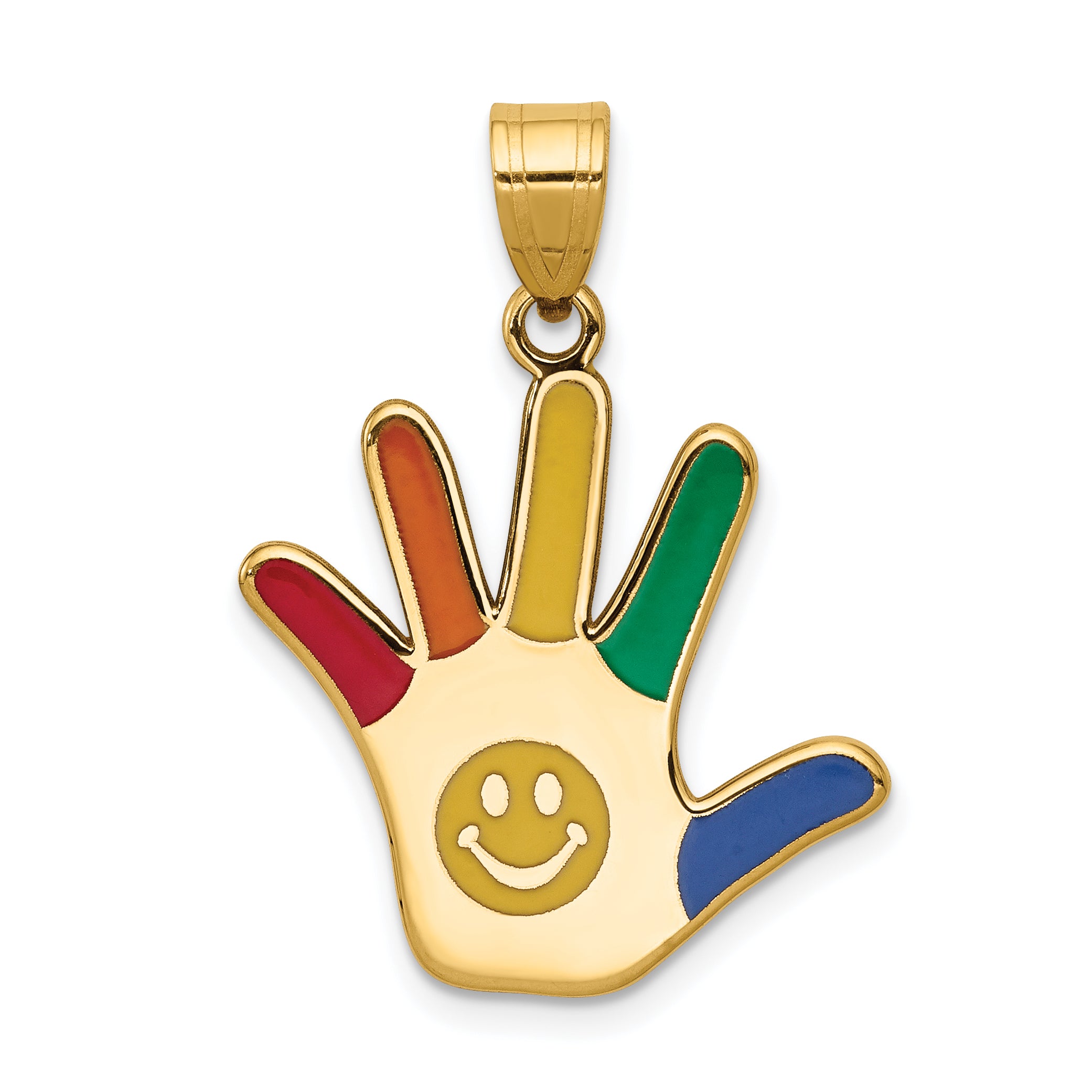 14k Enameled Autism w/Smiley Face Handprint Pendant Main image