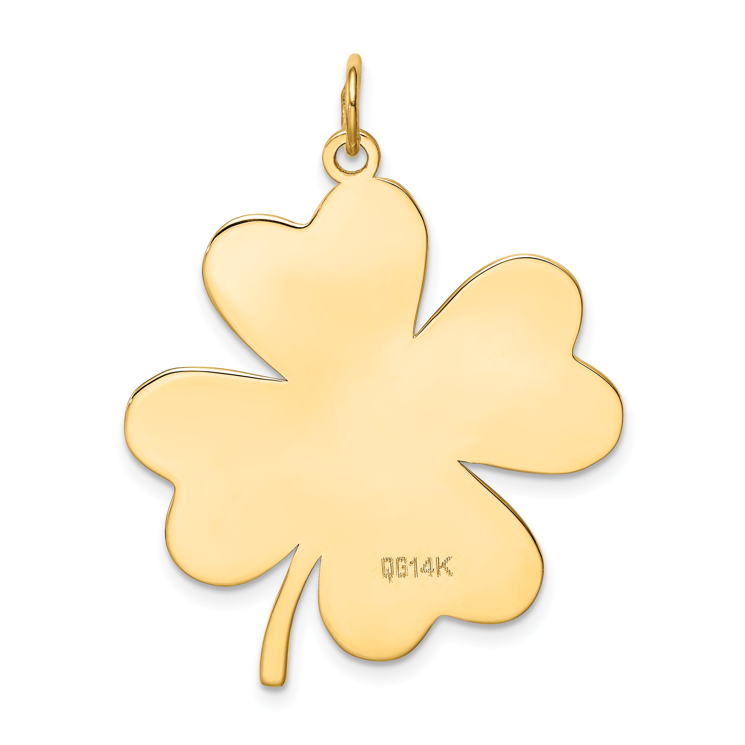 14k Plain .018 Gauge Engravable Clover Disc Charm