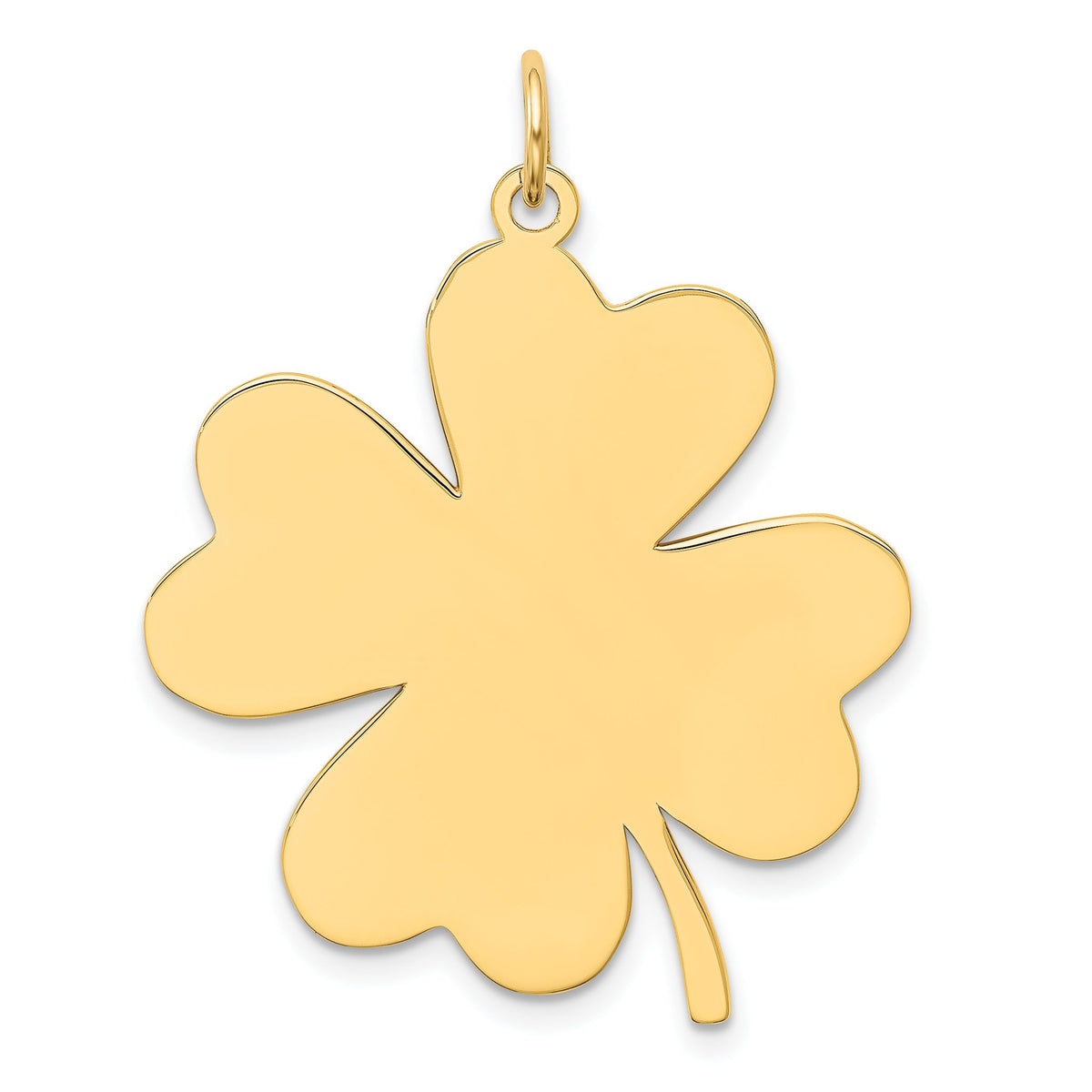 Plain Clover Disc Charm in 14K Yellow Gold, 32x27mm Engravable - Sophia Jewelers Main image