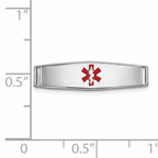 14K White Gold Medical ID Bracelet with Red Enamel Accents, Engravable