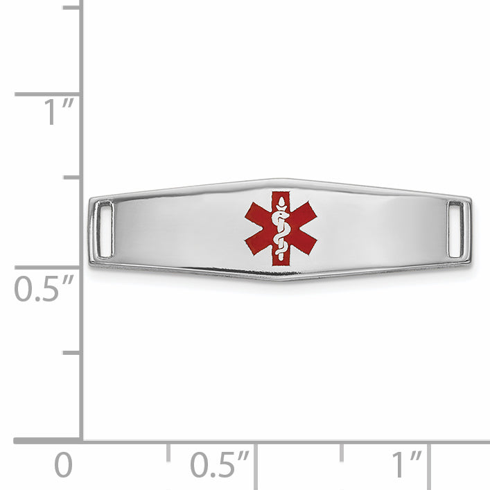 14K White Gold Engravable Medical ID Bracelet with Red Enamel Secondary image