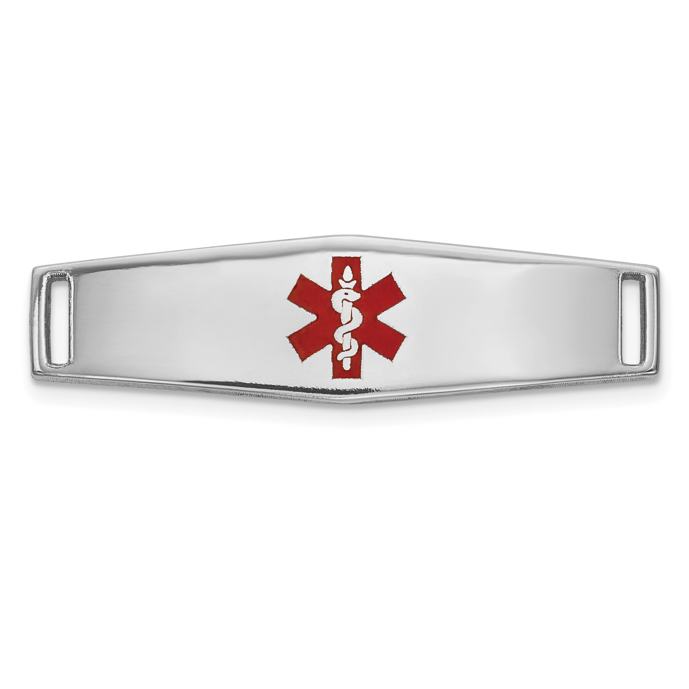 14K WG Epoxy Enameled Medical ID Ctr Soft Diamond Shape Plate # 816 Main image