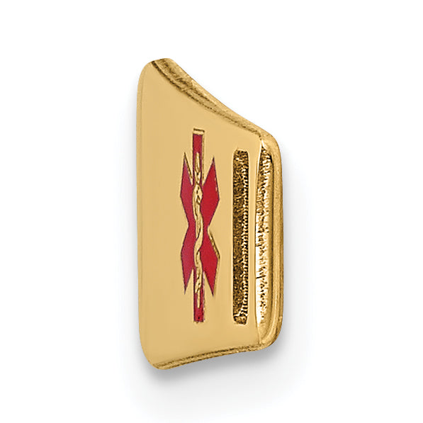 14K Gold Engravable Medical ID Bracelet with Red Enamel