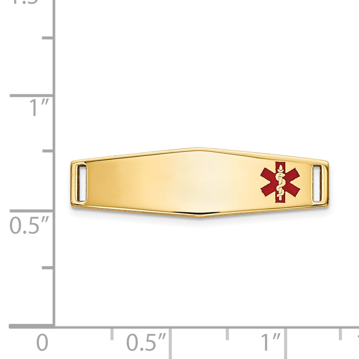 14K Gold Engravable Medical ID Bracelet with Red Enamel