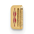 14K Gold Unisex Polished Medical ID Bracelet with Red Enamel