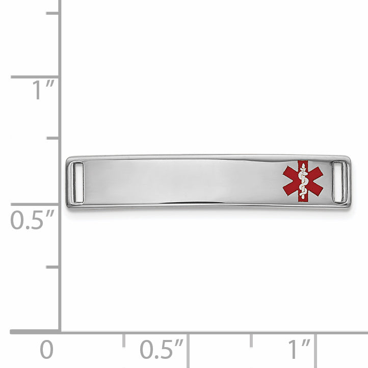14K White Gold Medical ID Bracelet with Engravable Rhodium Finish