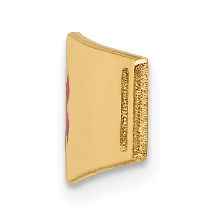 14K Gold Engravable Medical ID Bracelet with Red Enamel Accent Secondary image