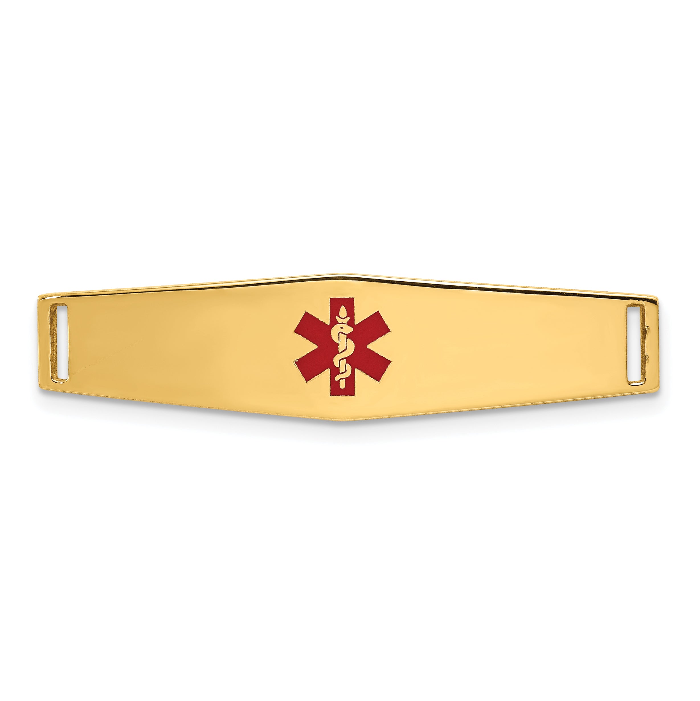 14K Epoxy Enameled Medical ID Ctr Soft Diamond Shape Plate # 817 Main image