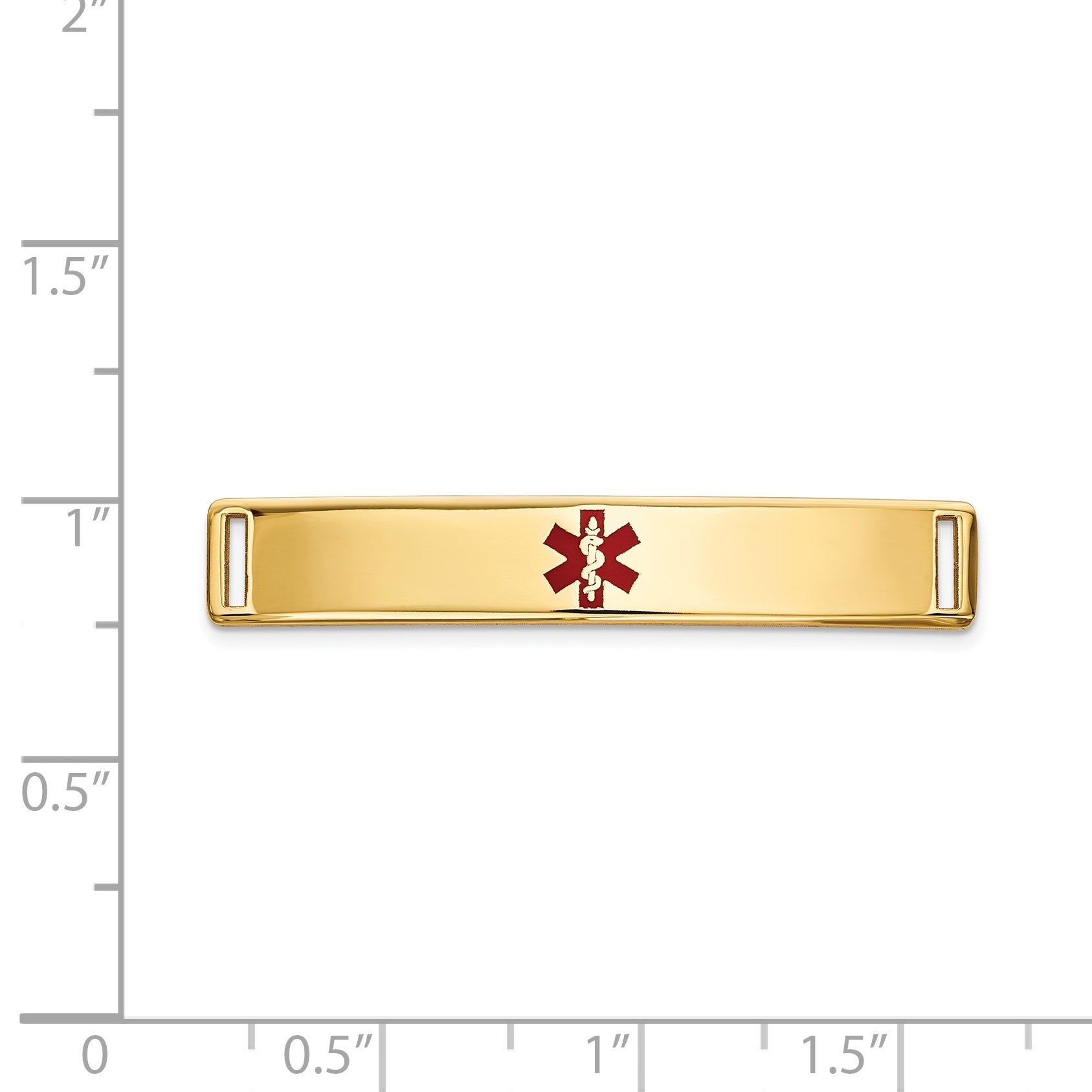 14K Gold Medical ID Bracelet with Red Enamel Engravable Plate