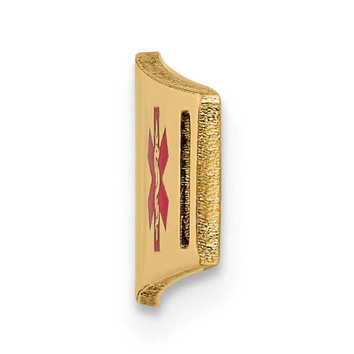 14K Gold Medical ID Bracelet with Red Enamel Engravable Plate Secondary image