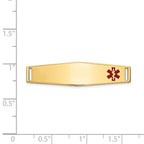 14K Gold Medical ID Bracelet with Red Enamel Engravable Plate