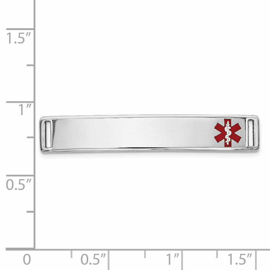 14K White Gold Medical ID Bracelet with Red Enamel Engravable