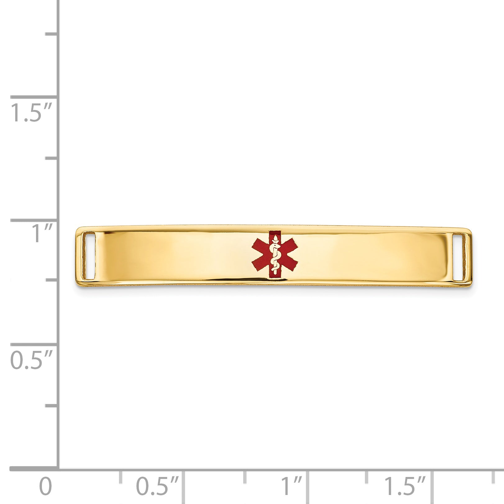 14K Gold Medical ID Bracelet with Polished Engravable Red Enamel Plate