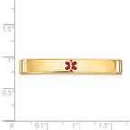 14K Gold Medical ID Bracelet with Polished Engravable Red Enamel Plate