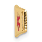 Unisex 14K Gold Polished Medical ID Bracelet with Red Enamel