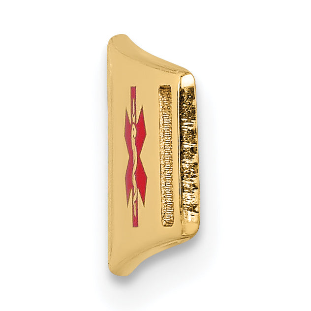 Unisex 14K Gold Polished Medical ID Bracelet with Red Enamel