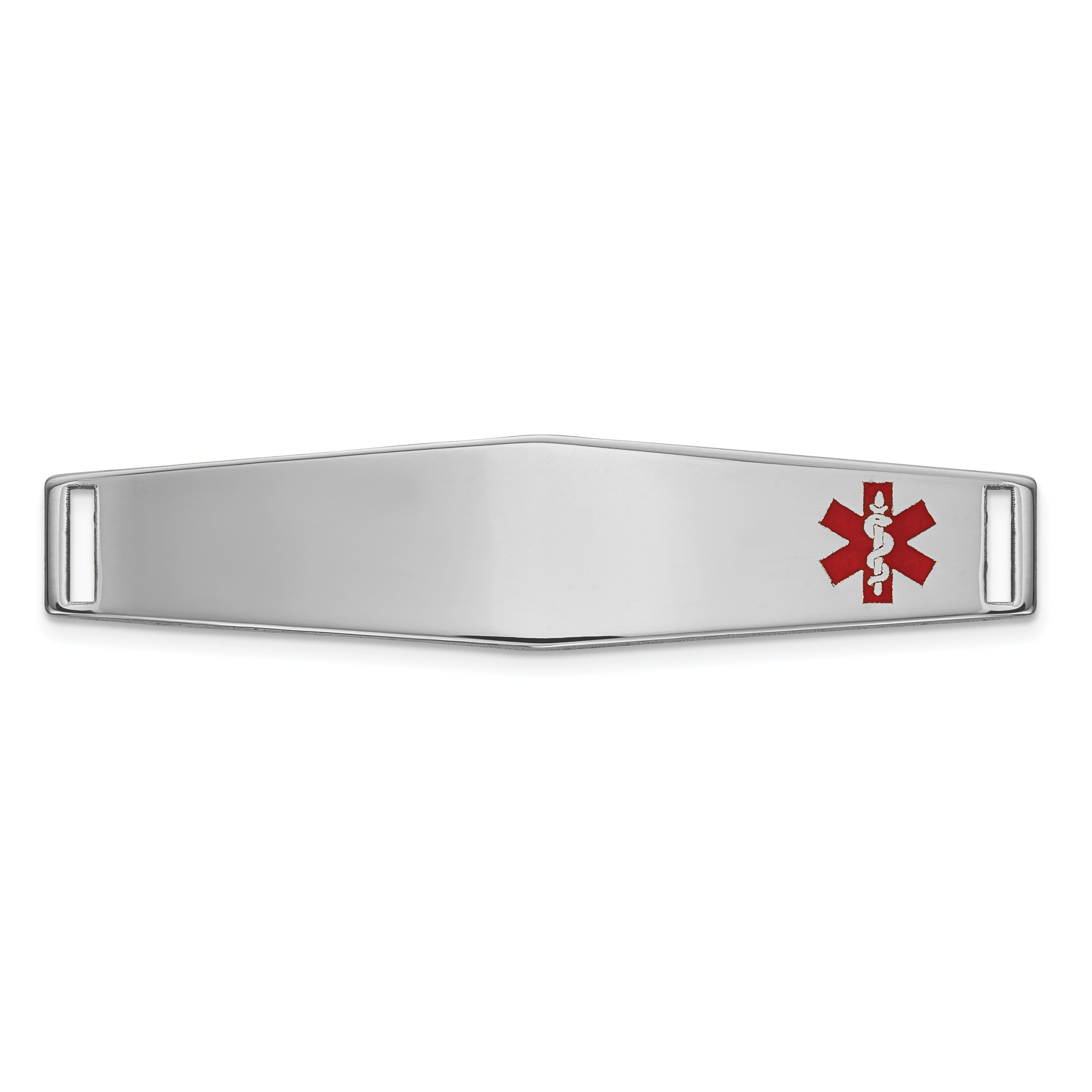 14K WG Epoxy Enameled Medical ID Off Ctr Soft Diamond Shape Plate # 818 Main image