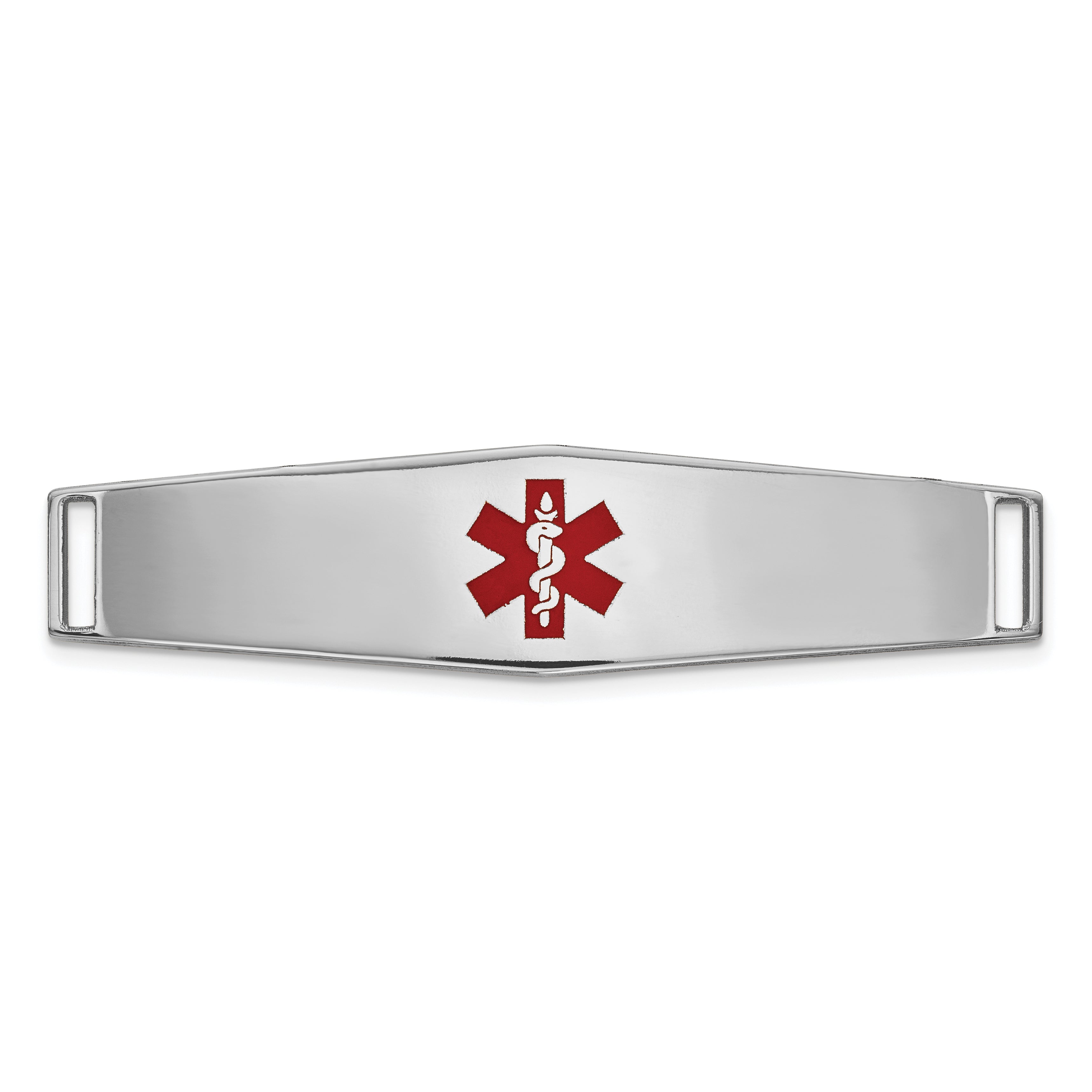 14K WG Epoxy Enameled Medical ID Ctr Soft Diamond Shape Plate # 819 Main image