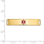14K Gold Medical ID Bracelet with Red Enamel Engravable Plate