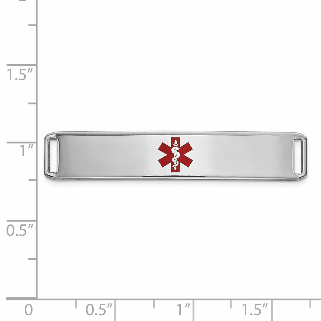 14K White Gold Medical ID Bracelet with Polished Enamel Accents Secondary image