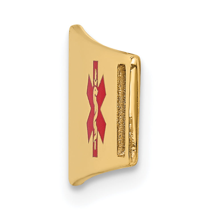 14K Gold Unisex Medical ID Bracelet with Red Enamel Engravable