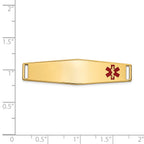 14K Gold Unisex Medical ID Bracelet with Red Enamel Engravable