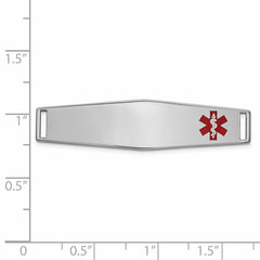 14K White Gold Medical ID Bracelet with Engravable Red Enamel Accent
