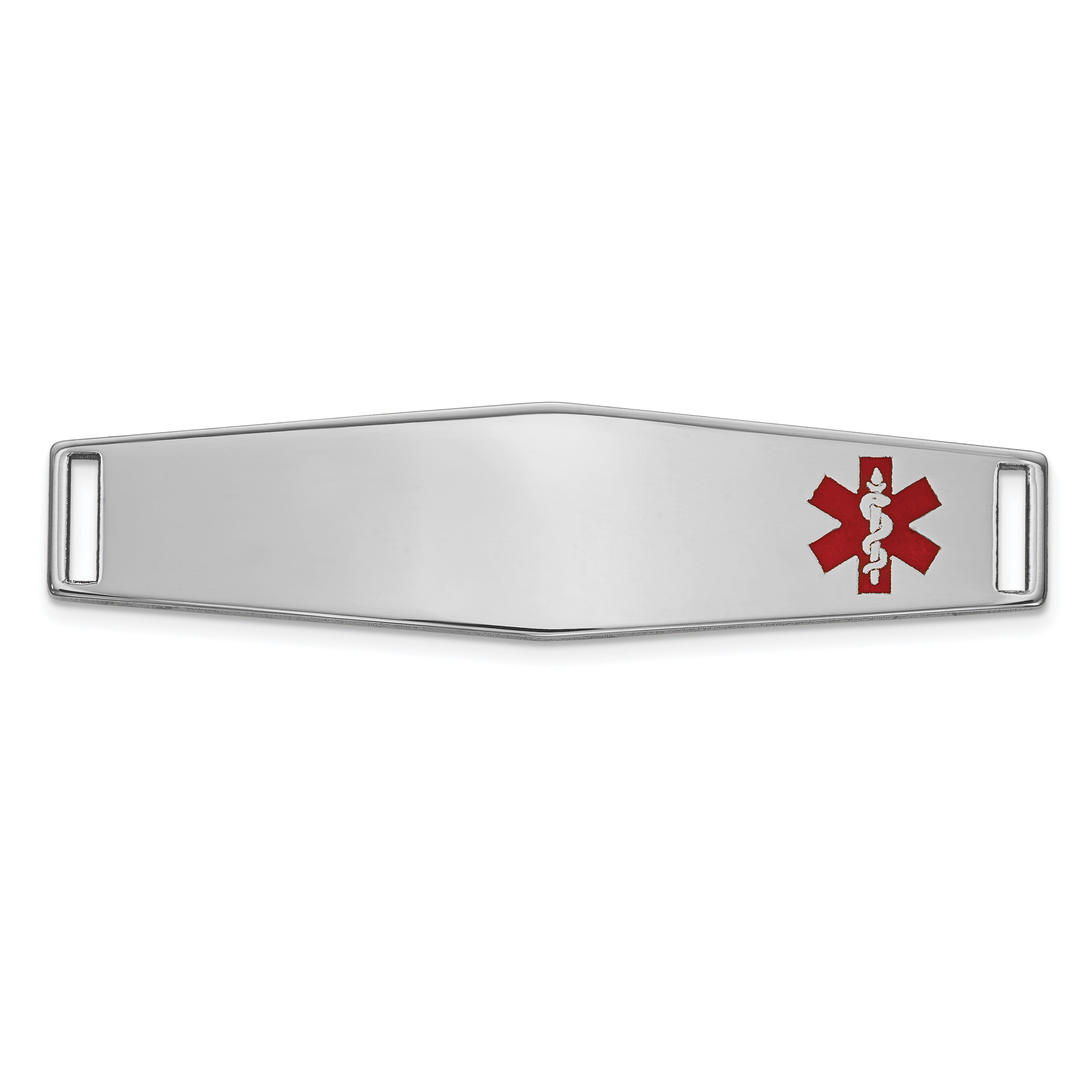 14K WG Epoxy Enameled Medical ID Off Ctr Soft Diamond Shape Plate # 819 Main image