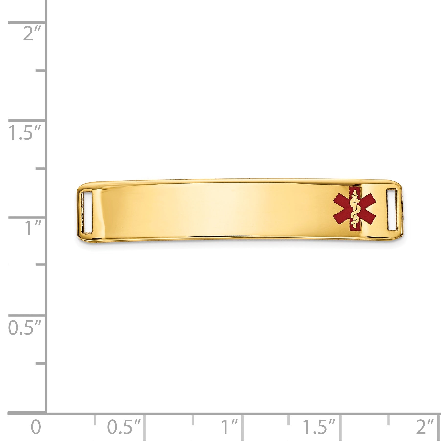 14K Gold Engravable Unisex Medical ID Bracelet with Red Enamel