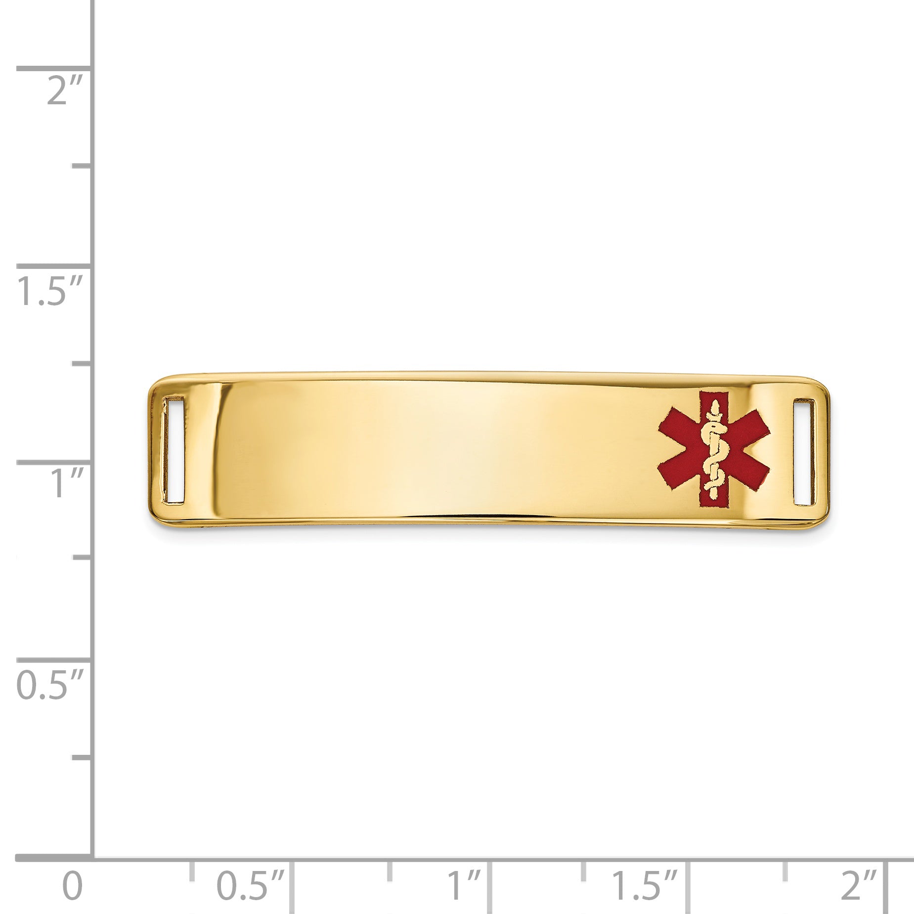 14K Gold Polished Medical Alert Bracelet with Red Enamel Engravable Plate Secondary image