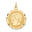 14k Boy Head on .011 Gauge Engravable Scalloped Disc Charm