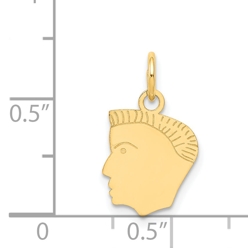 14k .013 Depth Engravable Boy Head Charm