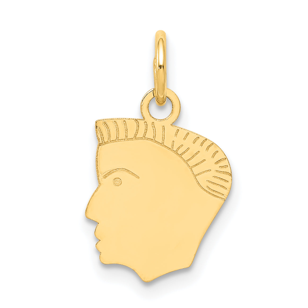 14k .013 Depth Engravable Boy Head Charm