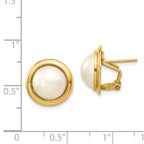14k 10-11mm White Freshwater Cultured Mabe Pearl Omega Back Earrings