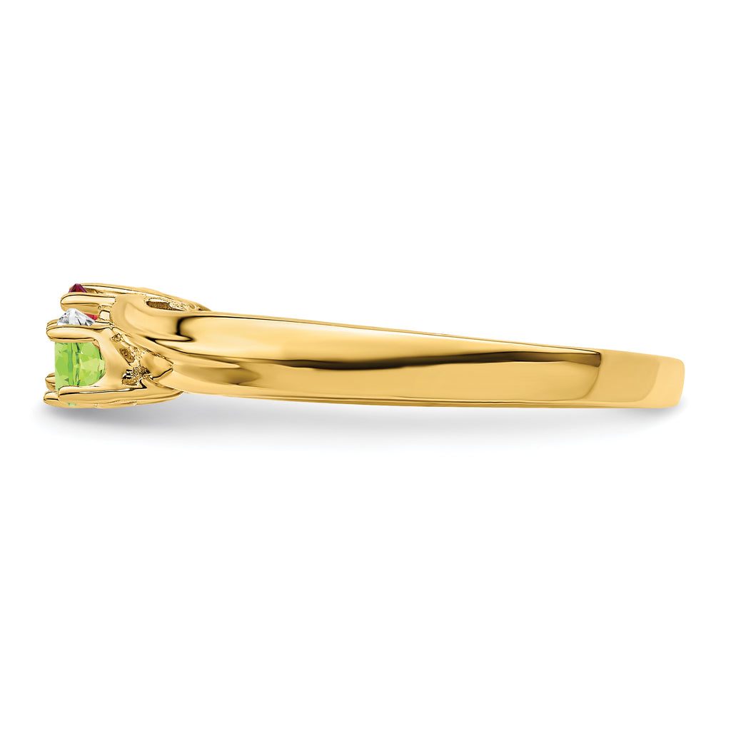 14k Genuine 3 Stone Mother's Ring - 7 / Genuine