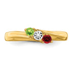 14k Genuine 3 Stone Mother's Ring - 7 / Genuine
