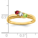 14k Genuine 3 Stone Mother's Ring - 7 / Genuine