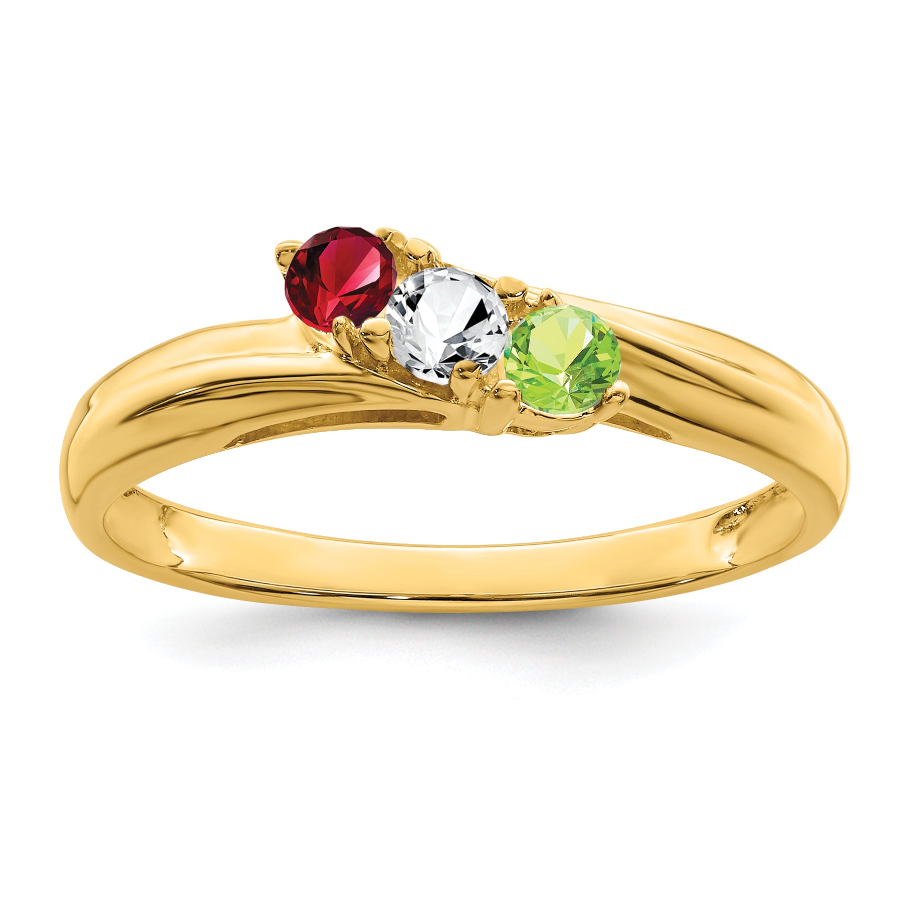14k Genuine 3 Stone Mother's Ring - 7 / Genuine