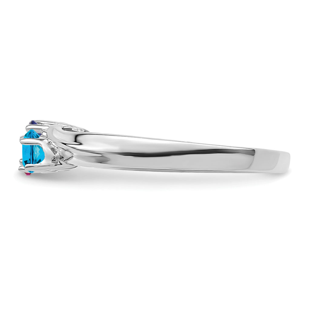14k White Gold Genuine 3 Stone Mother's Ring - 7 / Genuine